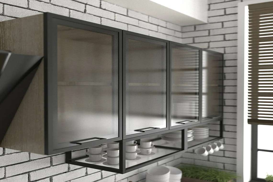 дизайн кухни из закаленного стекла