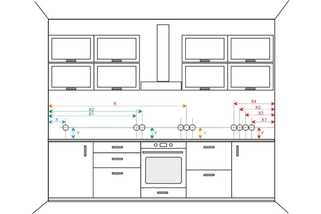 Расположение розеток и выключателей на кухне: схемы, стандарт высоты
