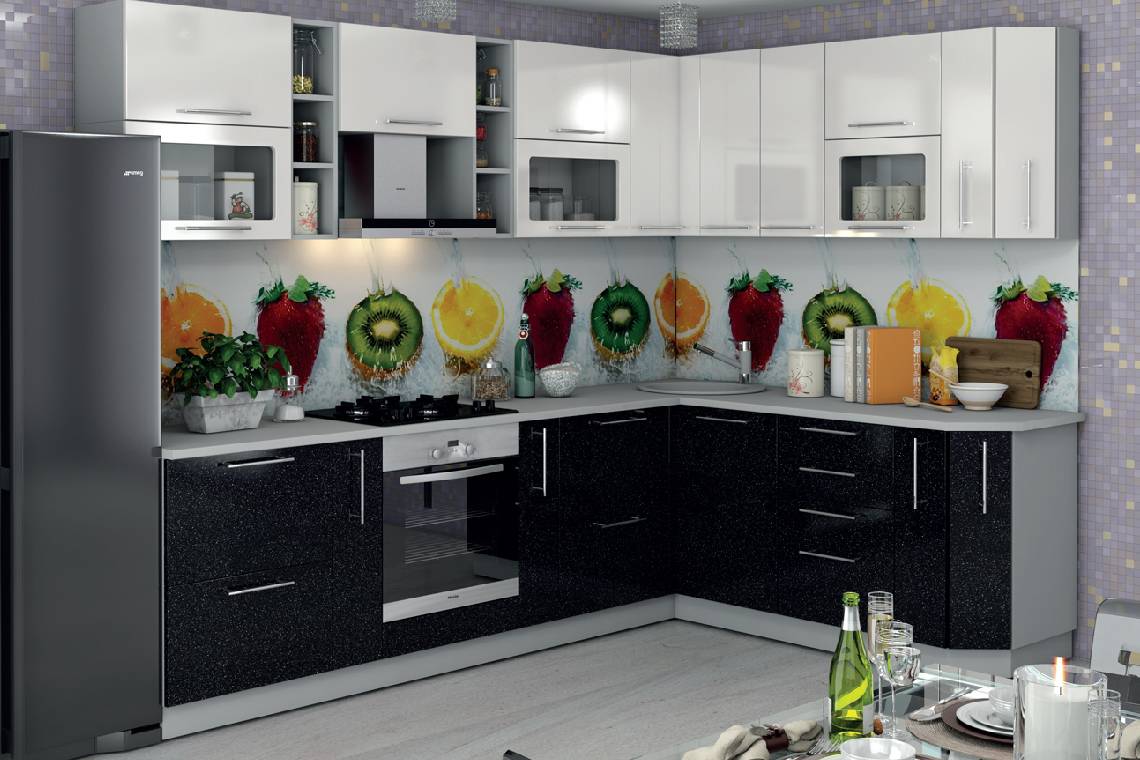 Белые кухни с черной столешницей в интерьере реальные (58 фото)